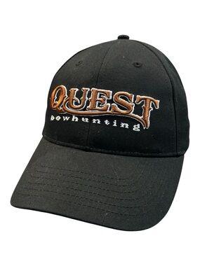Quest Bowhunting Hat Cap G5 Embroidered Logo Black Adjustable Strapback Mens